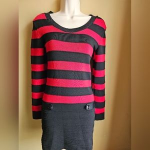 Red and black sweater dress
